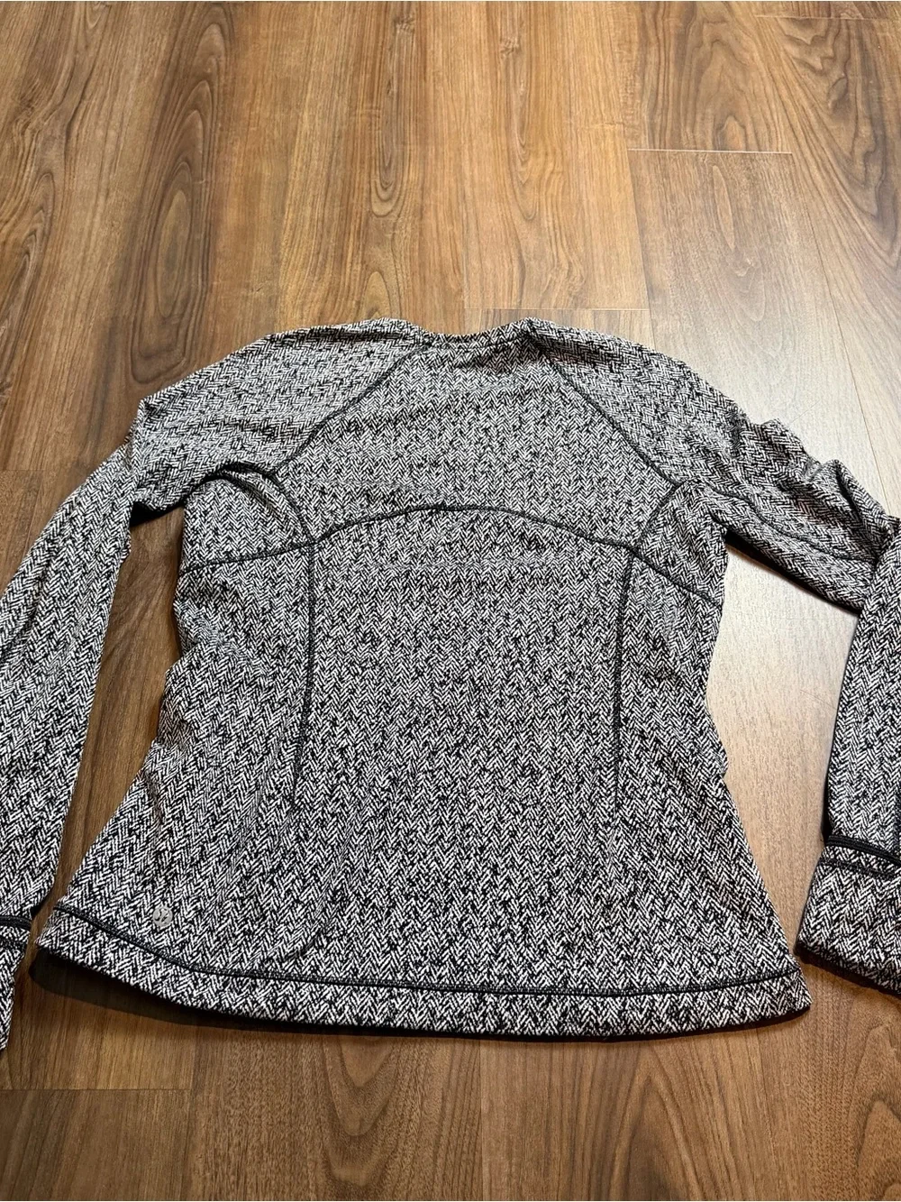 Lululemon Runderful Long Sleeve Scattered Herringbone Black White Sz 10